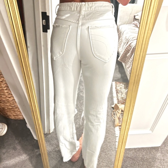 White distressed wide leg high waist rollas jeans - Picture 3 of 4